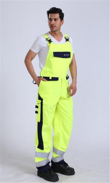 290gsm light weight arc protection Fire proof Bib Trousers , EN20471 HIVIS Flame Resistant Bib Pants