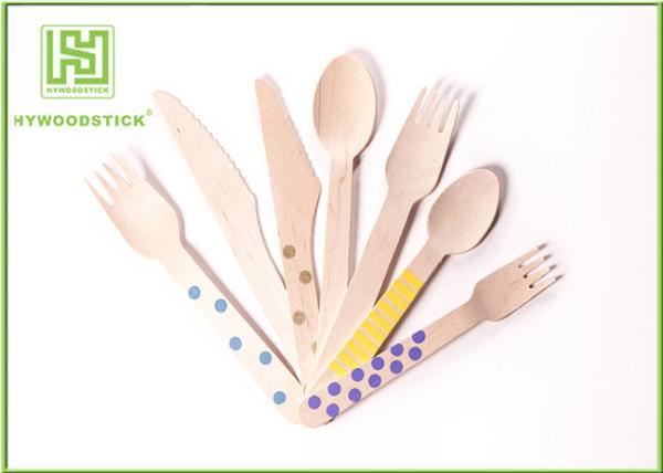 Healthy Birch Wooden Disposable Cutlery , Personalized Wooden Spoon Set For Home