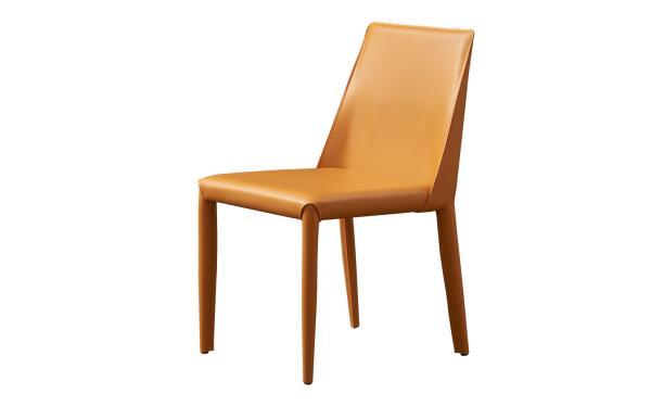 Steel Leg Italian Style Dining Chairs Comfortable Seating Saddle Leather Chair