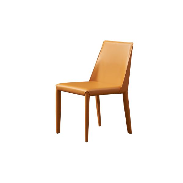 Steel Leg Italian Style Dining Chairs Comfortable Seating Saddle Leather Chair