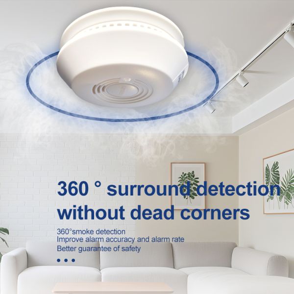 JAT-1202 Photoelectric Smoke Detector, EN14604:2005 Certified Fire Alarm with Built-in Non-Replaceable CR123A Battery, 85dB High Sound Smoke Alarm, Ceiling Mount Fire Safety Sensor for Home Office Hot