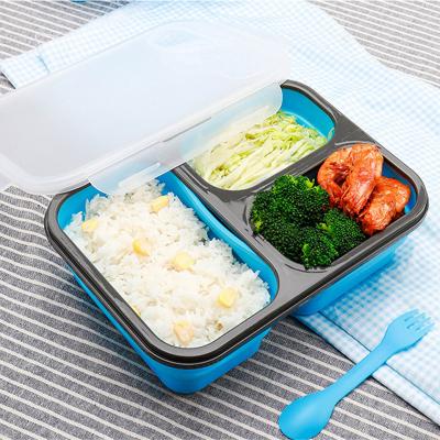 Lancheira da dobradura do silicone dos compartimentos do retângulo 460g 3