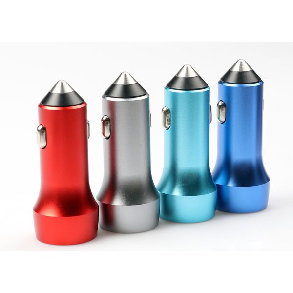 All Metal Aluminum Alloy 3.1A Car Phone Charger , Dual Usb Port Cell Phone Car Charger