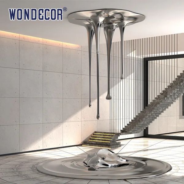 Серебристая скульптура 170cm падения воды скульптуры стены нержавеющей стали