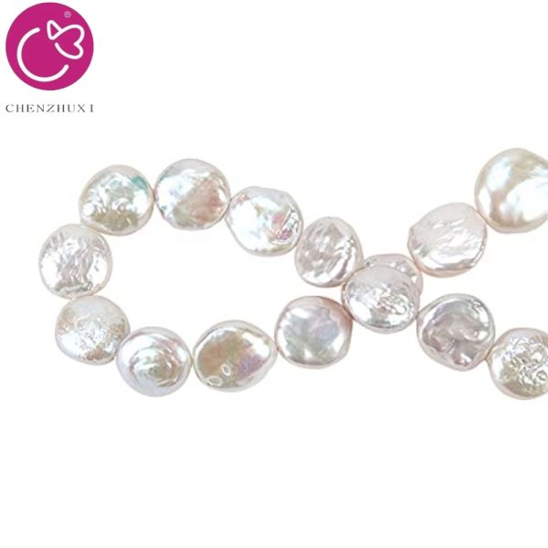 Hot Sale Natural 16-17mm Coin Shape White Pearl Earring Stud Fashion Pearl Jewelry