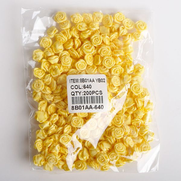 200 шт/кп Многоцветные полиэстерные сатинные ленточные цветы для белья и аксессуаров для волос