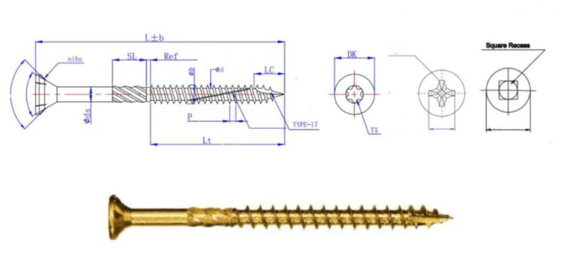 Покрытая цинком голова ногтя длины винта 200mm собственной личности сверля деревянным зенкованная винтом