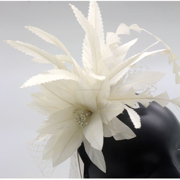 15x30cm Flor de Penas de Ganso Descoladas, Cabeçalho de Penas Brancas