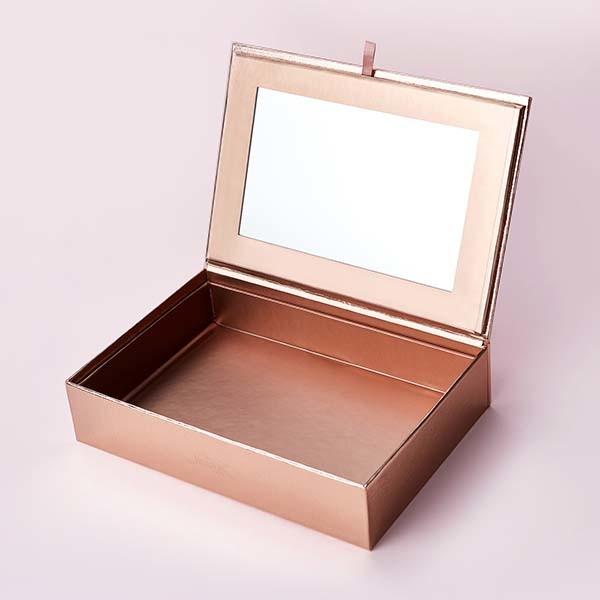 Rose Golden Foldable Cosmetic Travel Box With Makeup Mirror