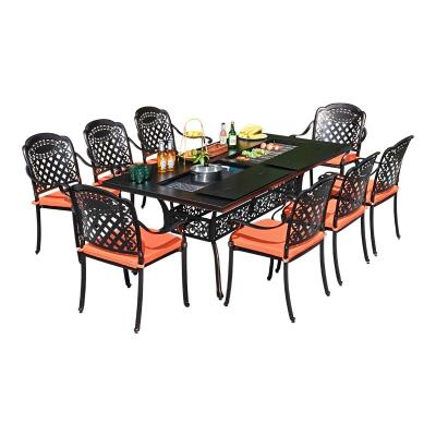 Outdoor Cast Aluminum BBQ Table And Chairs Set Seats 2-10 People
