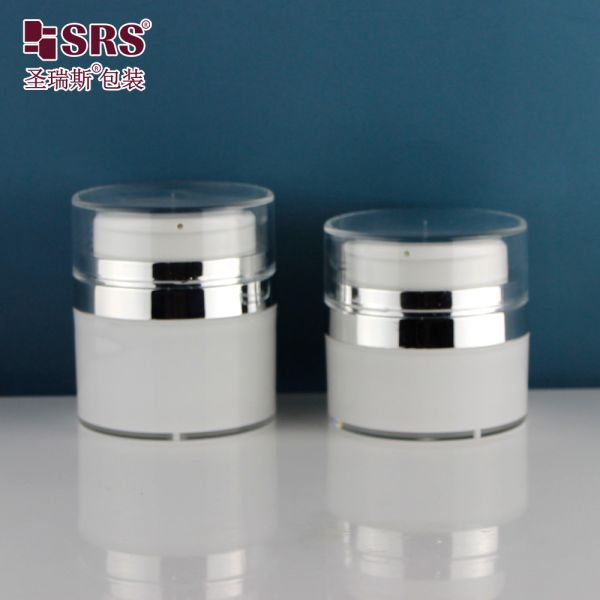30ml 50ml Empty Acrylic Round Facial Cream Lotion Serum Elegant Cosmetic Airless Bottle