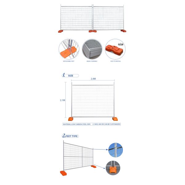 2100mm X 2400mm Movable 5mm Temporary Steel Fencing