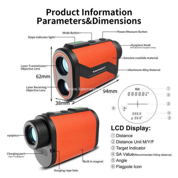 Kaemeasu Golf Rangefinder Aliminum Лазерный дальнобойщик