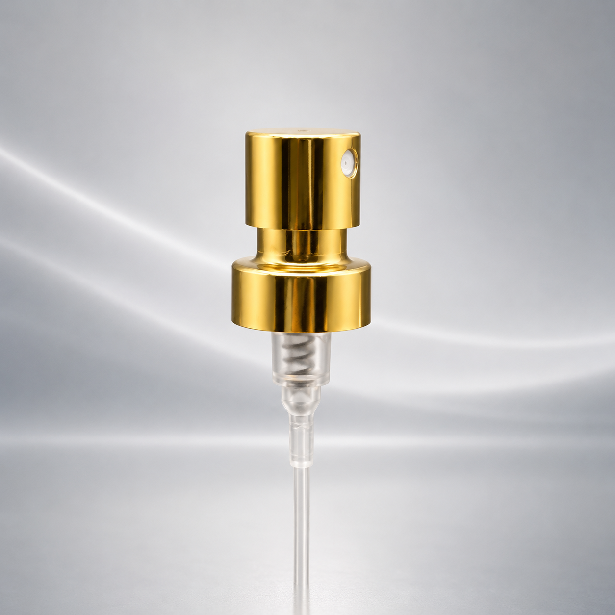 Luxury Aluminum Perfume Spray Pump with 21mm Gold Decorative Cap for Premium Fragrance Packaging