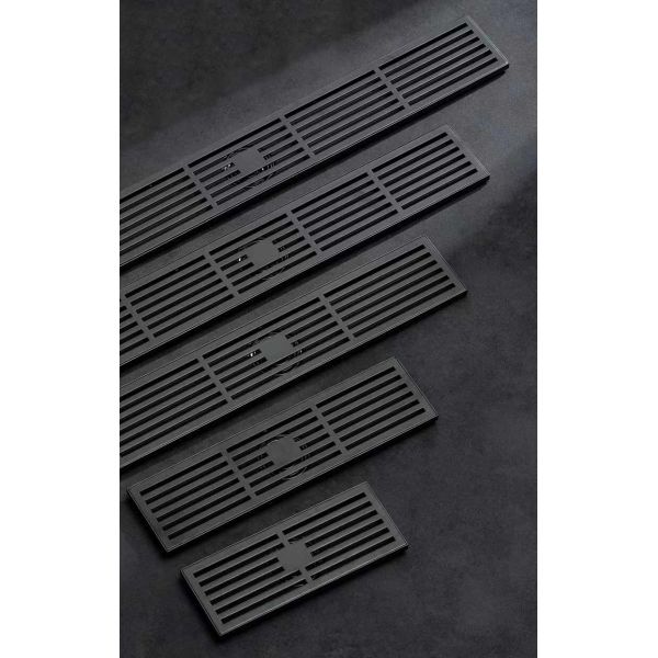 Matte Silver Stainless Steel Linear Shower Drain With Removable Pattern Grate