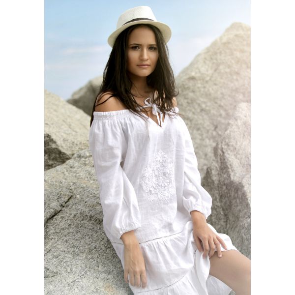 2018 Summer women off shoulder white dress
