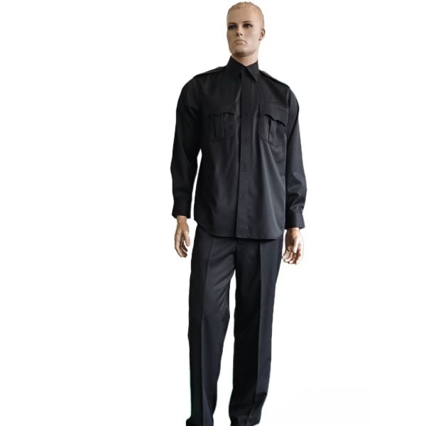 Uniforme de cérémonie militaire noire à manches longues et pantalon droit