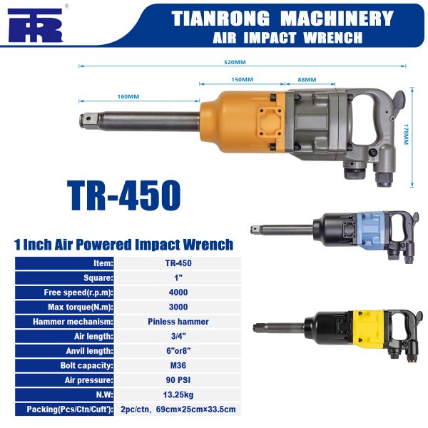 4000 Rpm Ergonomic Pneumatic Impact Wrench 1 2 Heavy Duty