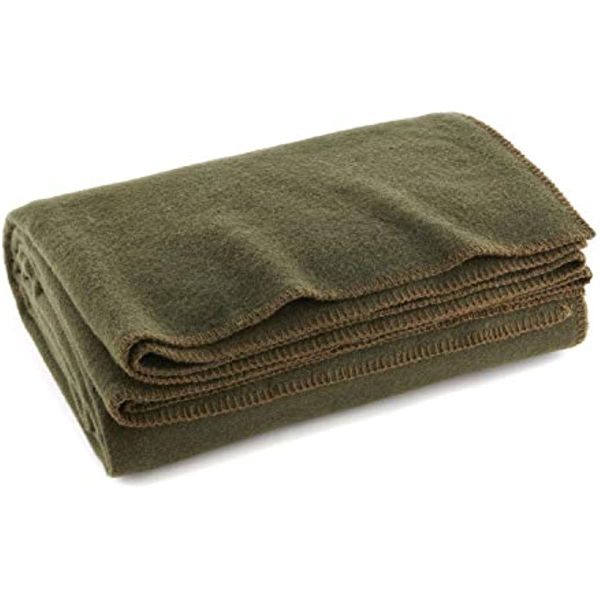 Wholesale Soft 80% Wool Blanket Military Use Army Green