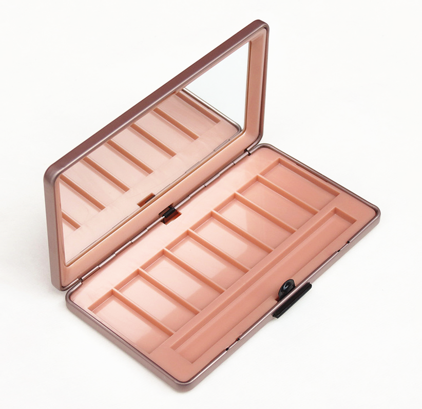Eye Showder Rectangular Tin Box with foam and mirror , cosmetic tin box with hinged lid