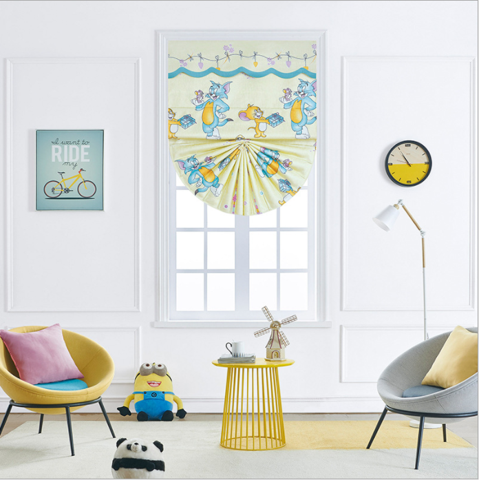 Cartoon fan shape blue pink Roman blinds track modern simple Customized for girls boys