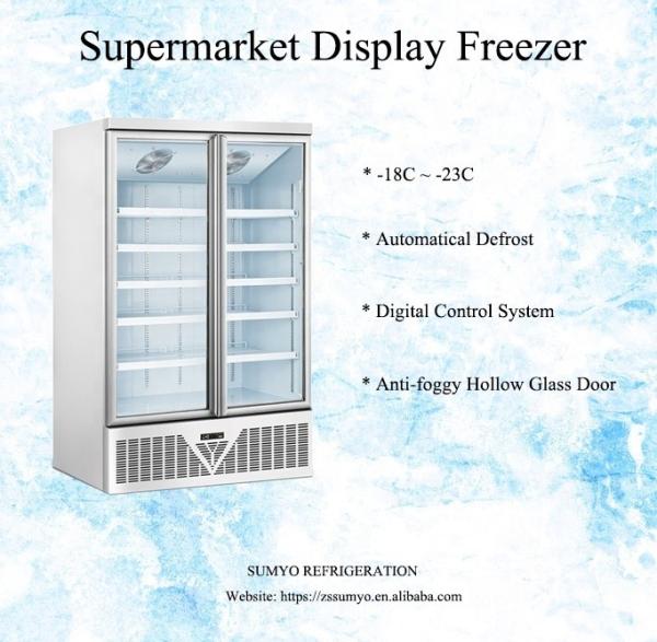 Supermarket Commercial Single-Temperature Energy Drink Beverage Display Refrigerator Vertical Plug-In Upright Freezer LED Fan