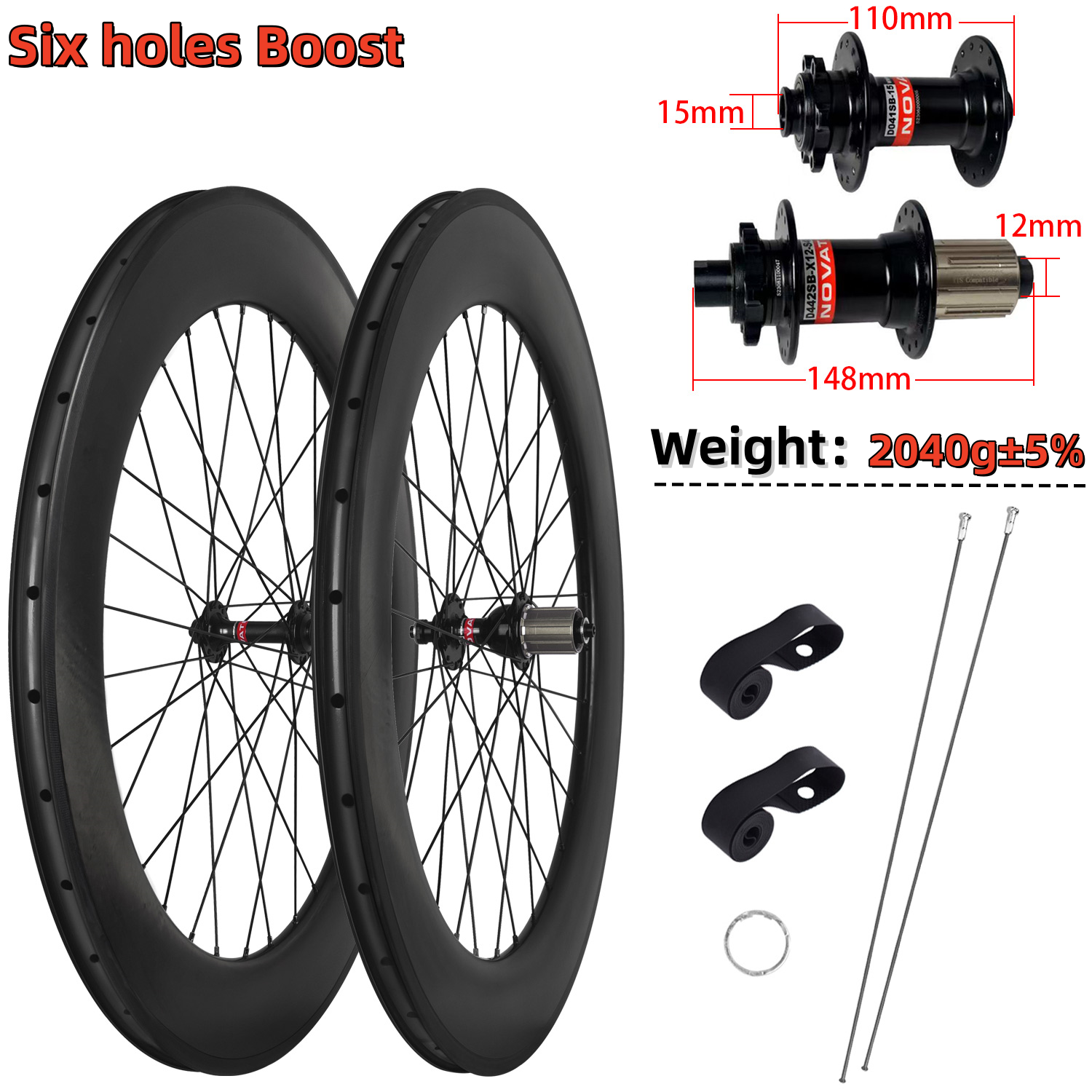 High Quality 700c Carbon Fiber Road Bicycle Wheelset 88mm with V Brake Disc Brake Clincher and Tubeless Road Wheels