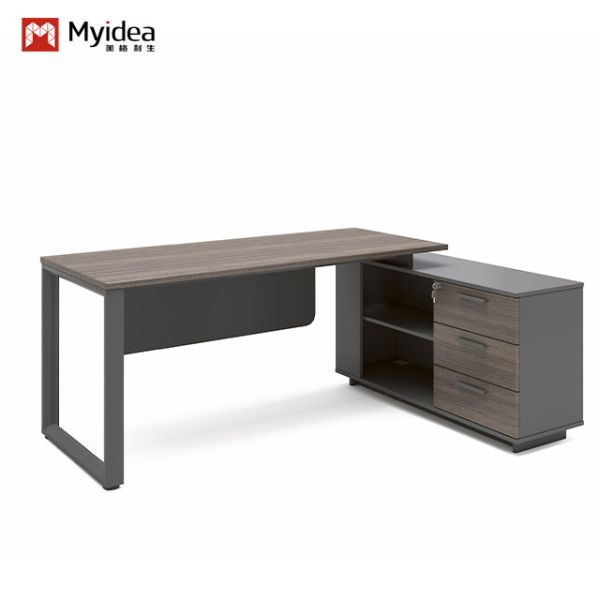 Series Office Desk Square Steel Legs customization Large Boss Supervisor Manager's Desk Includes Additional Cabinet Panel Furniture