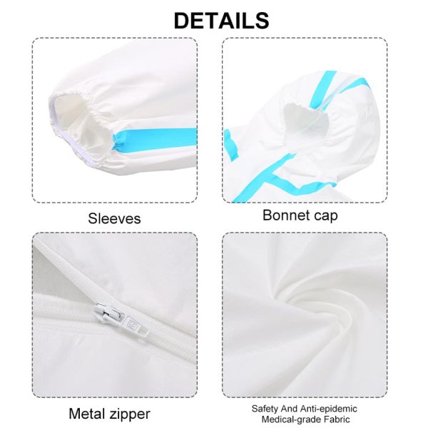 White Type 4 Disposable Coveralls Liquid Splash Protective Disposable Coverall