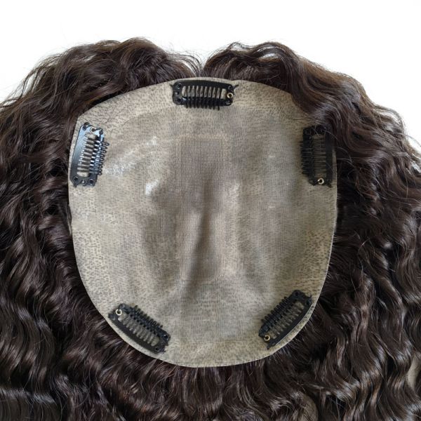 High Density European Free Part Silk Top Base 1B Real Remy Raw Hair Toupee Wig Pieces Toppers for Women