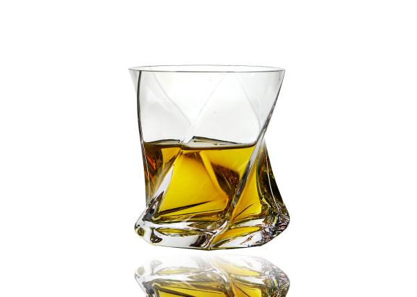 Golden Rim Hand Blown 90mm 10 Oz Whiskey Glasses Irregular Shape