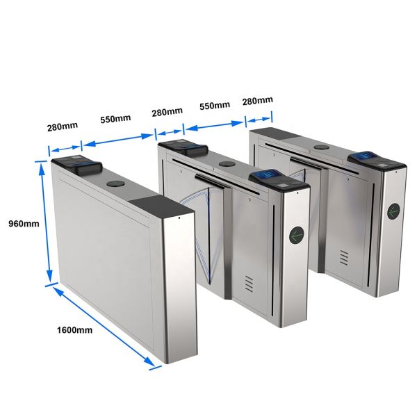 Optical Stainless Steel Flap Security Access Gates Fully Automatic Access Control