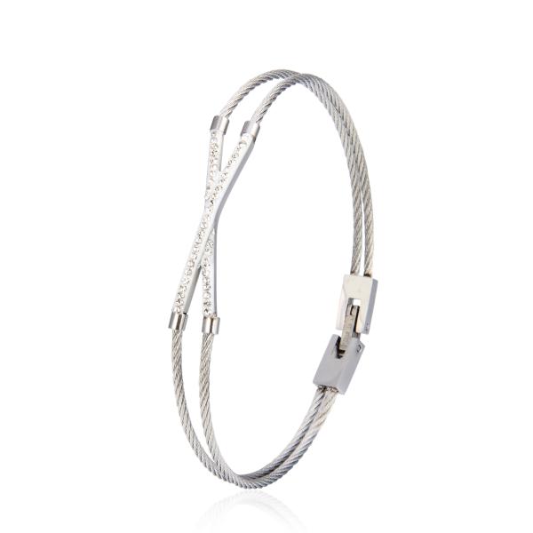 Luxury X Letter Rhinestone Double Rope Bracelet 14 Karat Stainless Steel Bracelets
