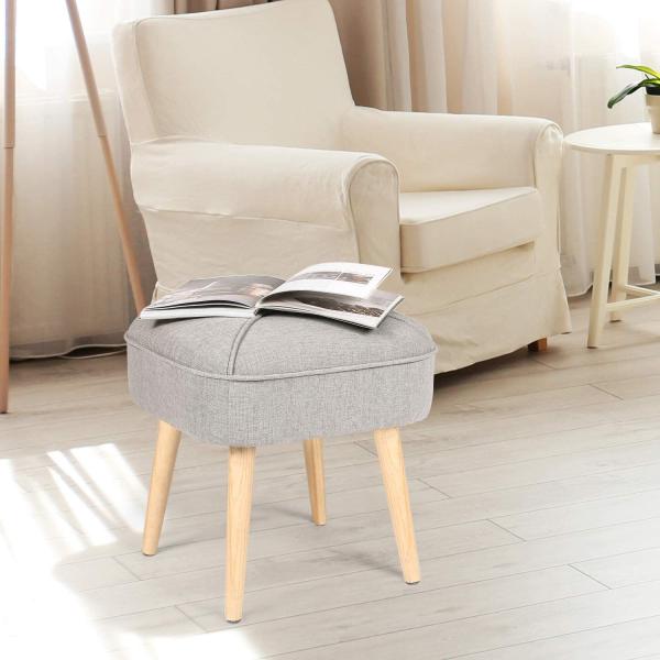 Square Footrest Modern Ottoman Stool Fabric Seat Soft Paded Dressing Shoe Bench