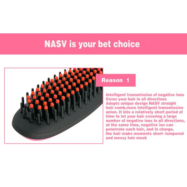 Ceramic Electric Home Hair Straightener Comb Brush With PTC Heating Plate