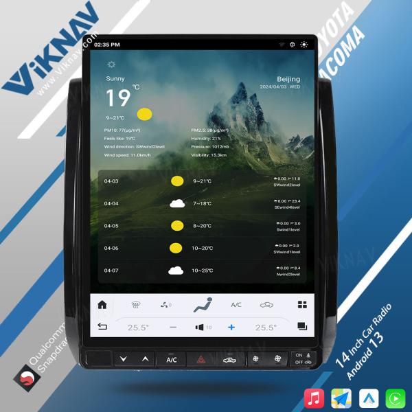 14 polegadas de tela sensível ao toque 2005-2015 Toyota Tacoma Head Unit Android Car Radio