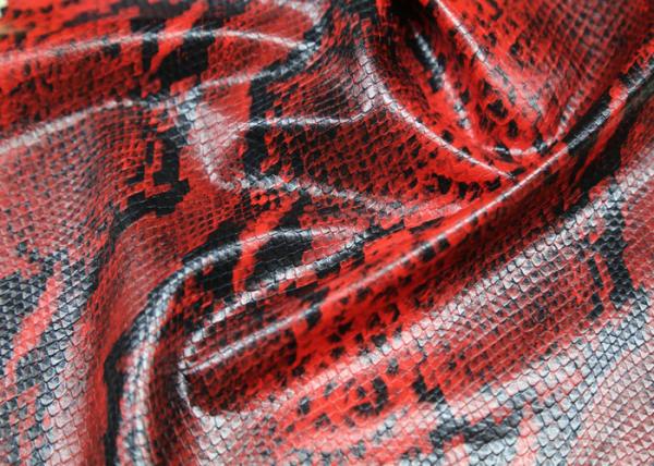 Red Snake Skin Printed PU Artificial Leather , 0.4 Mm Thickness Premium PU Leather