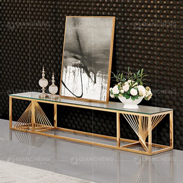 Стойка ТВ нержавеющей стали OEM золота серебряная с 12mm закаленным стеклом