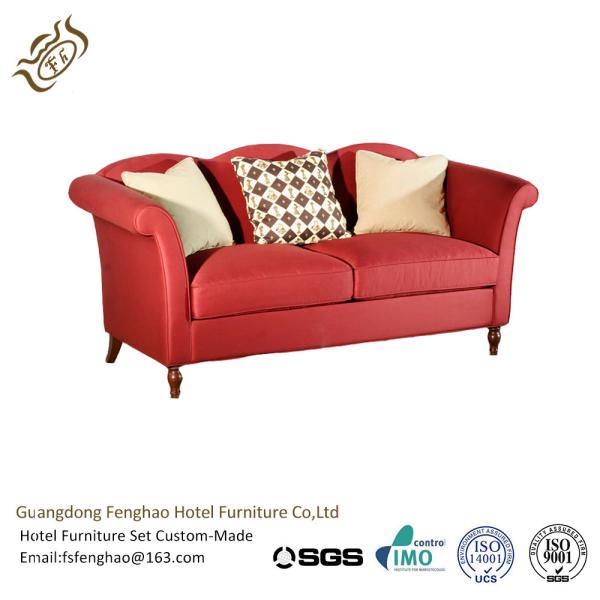 Red Color Hotel Room Sofa Apartment Fabric / Leather Simple Leisure Sofa