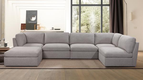 Breathable Corner Modular Sofa , Anti Fading U Shaped Modular Sectional