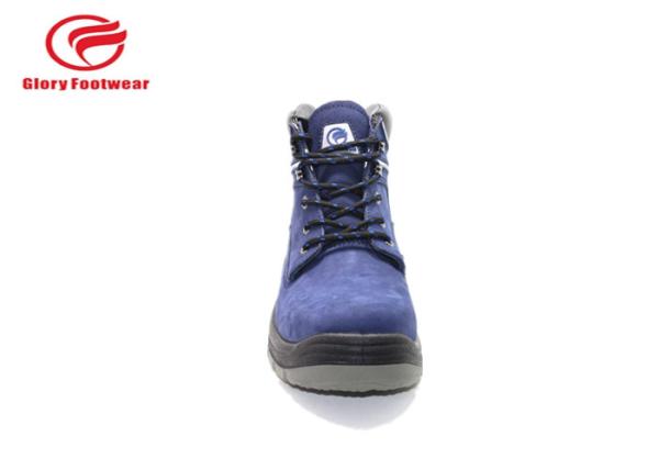 Blue Suede Leather Double Density Safety Shoes  For Engineers Anti Split Winter