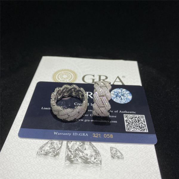 A corrente de prata de 925 Miami Cuban Link congelou para fora homens Diamond Ring For Fine Jewelry de Moissanite