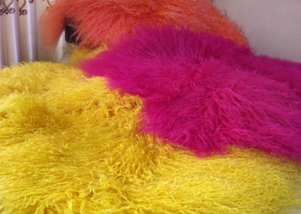 Curly Hair Extra Large Mongolian Sheepskin Rug With Natural Tibet Lamb Skin