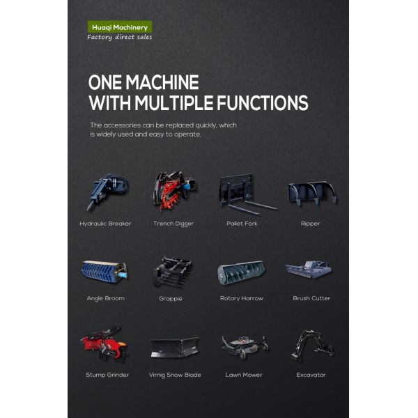 Cargador diesel de dirección deslizante con cubo y diferentes accesorios Presión nominal de 17 Mpa