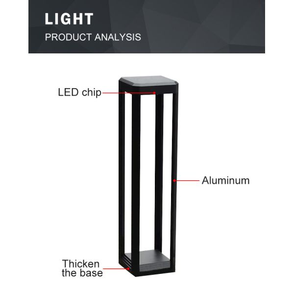 Negro llevado del aluminio 120*150*600m m 7w 3000k de la lámpara del césped