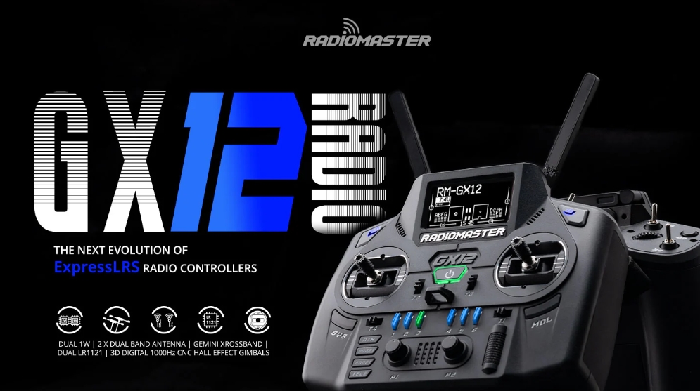 RadioMaster GX12 Dual-Band Gemini-X Radio Controller M2 ELRS Remote Control Transmitter RC Drone FPV Flight Controller Parts
