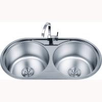 Bassin 2 rond brillant le double évier 860*440mm de cuvette d'acier inoxydable