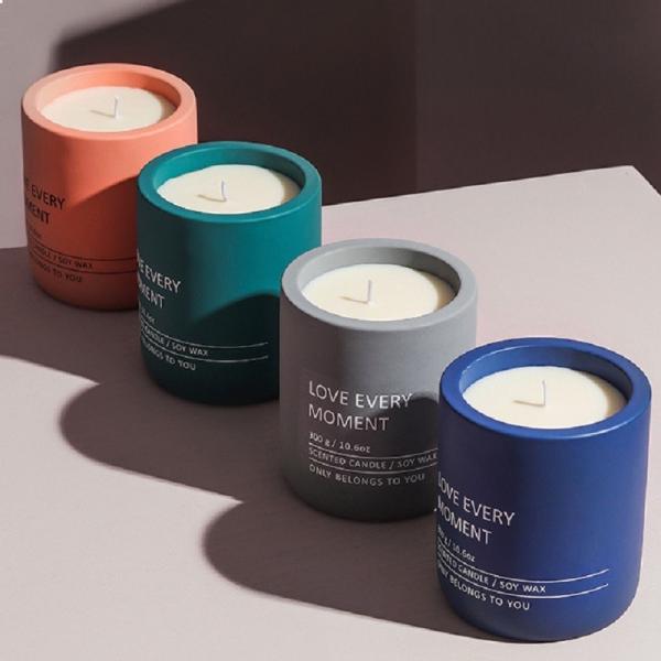 Custom Logo Nordic Cylinder Concrete Candle Holders