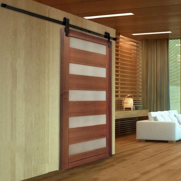 Glass Insert Internal Wooden Sliding Doors Waterproof 2.1m Height