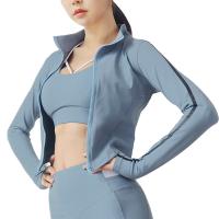 Vêtements de sport 100pcs MOQ de femmes de veste de yoga de fermeture éclair de collier de support d'usine d'OEM pleins